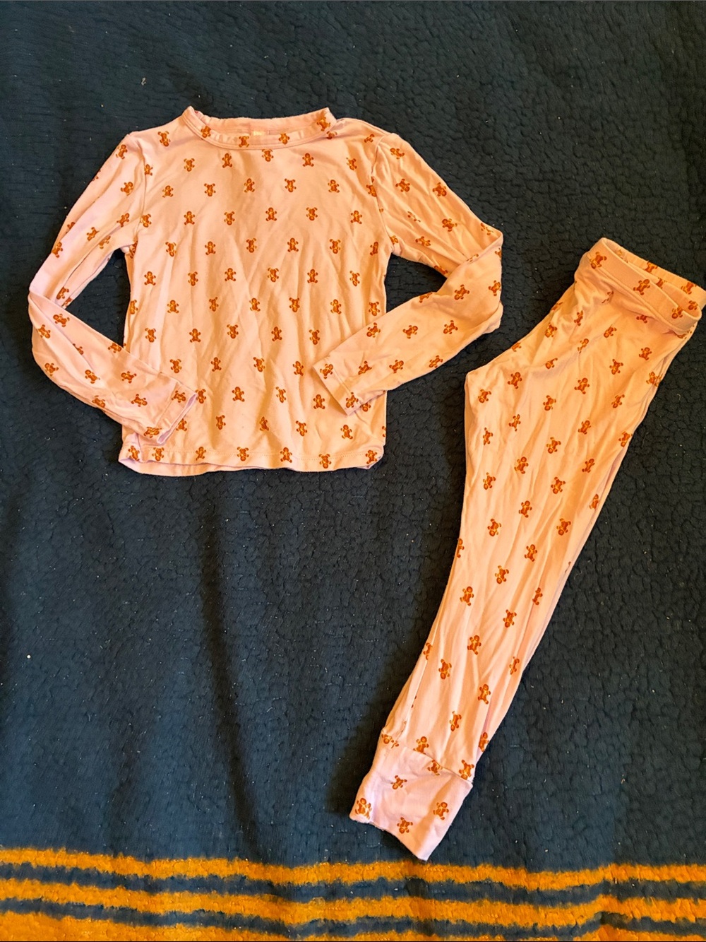 SKIMS pink Two-Piece Gingerbread Print Pajama Set